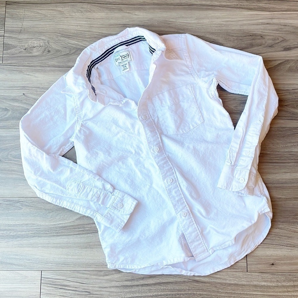The Children's Place little boys white long sleeve button down shirt